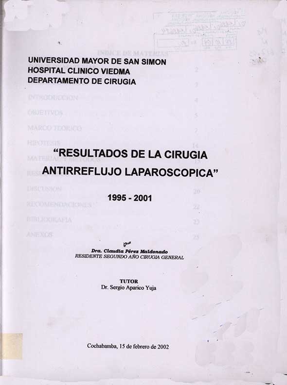 Resultados de la cirugía antirreflujo laparoscópica 1995-2001
