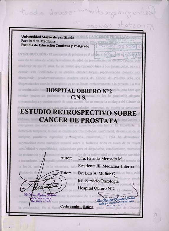 Estudio retrospectivo sobre cancer de prostata