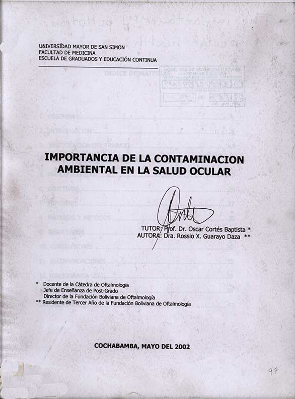 Importancia de la contaminación ambiental en la salud ocular