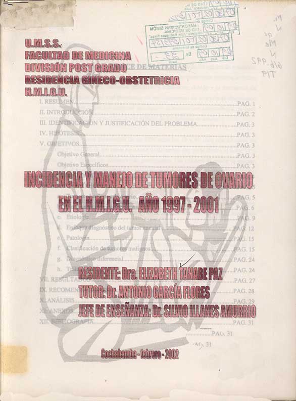 Incidencia y manejo de tumores de ovario en el HMIGU Año 1997-2001