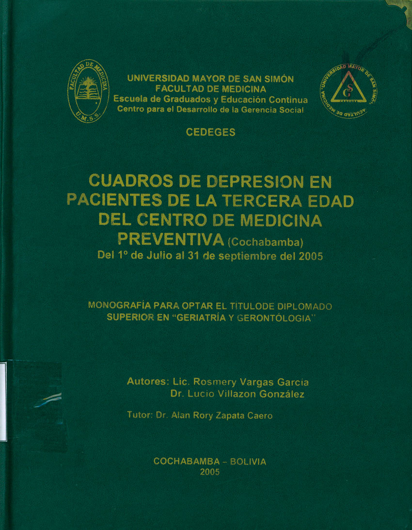 Cuadros de depresion en pacientes de la tercera edad del centro de Medicina Preventiva (Cochabamba)
