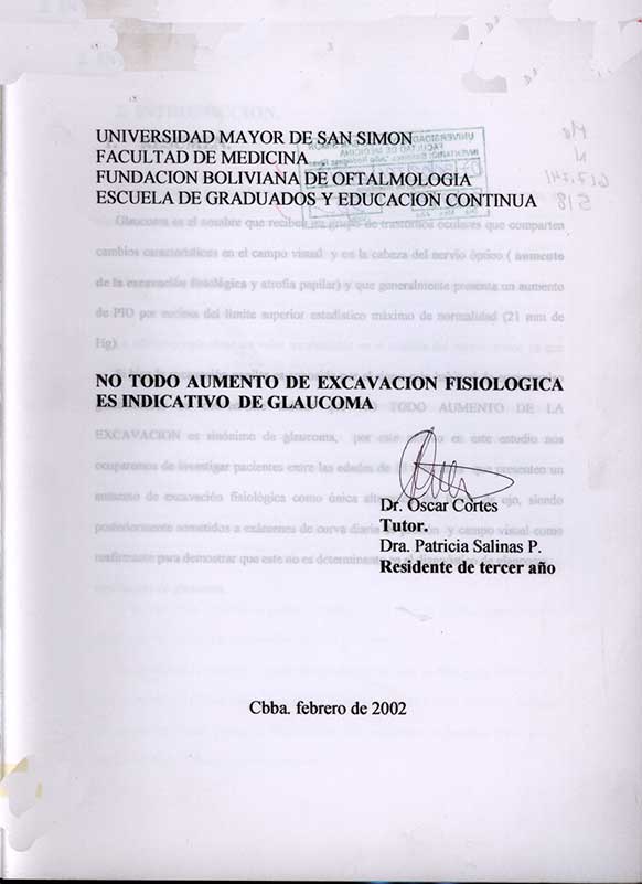No todo aumento de excavación fisiológica es indicativo de Glaucoma