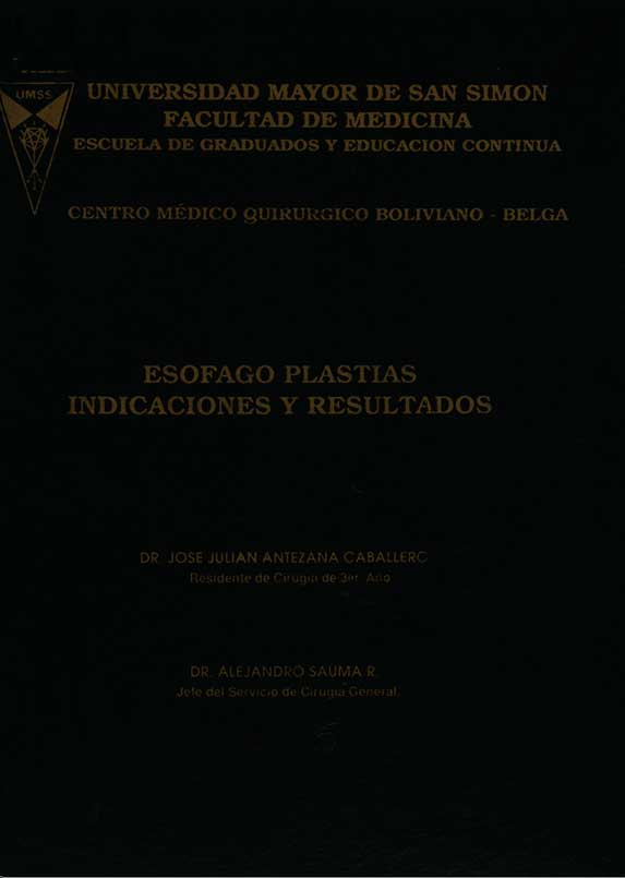 Esofago plastias indicaciones y resultados