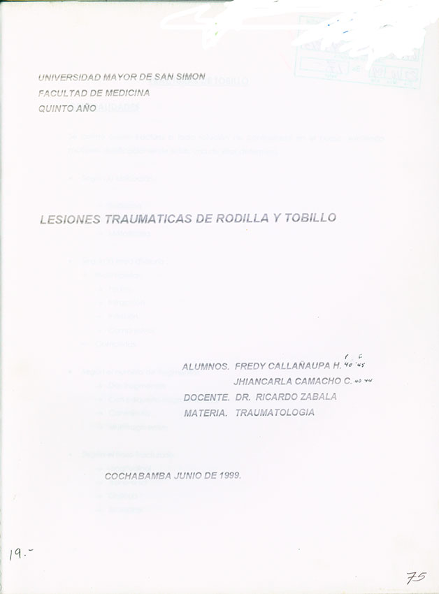 Lesiones Traumaticas de Rodilla y Tobillo