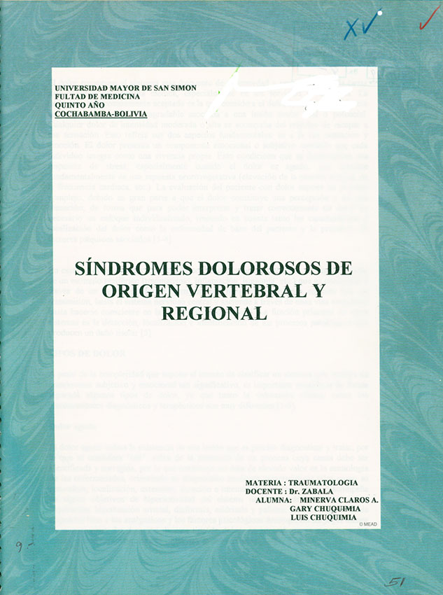 Sindromes Dolorosos de Origen Vertebral y Regional