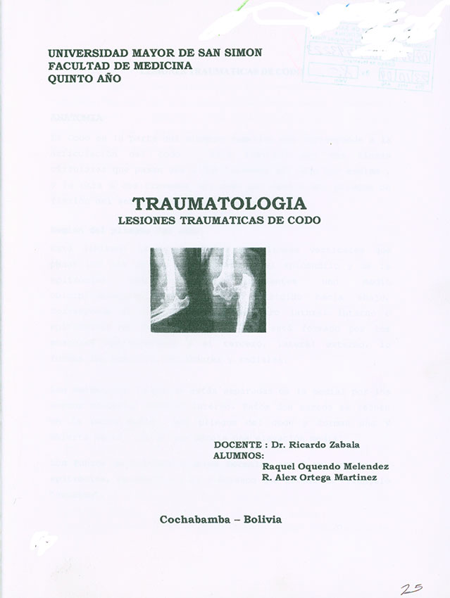 Traumatologia Lesiones Traumaticas de Codo