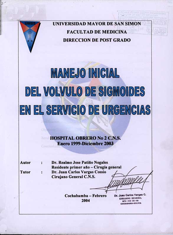 Manejo Inicial del Volvulo de Sigmoides en el Servicio de urgencias