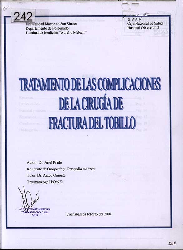 Tratamiento de las Complicaciones de la Cirugia de fractura del Tobillo