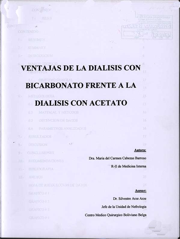 ventajas de la Dialisis con Bicarbonato Frente a la Dialisis con Acetato