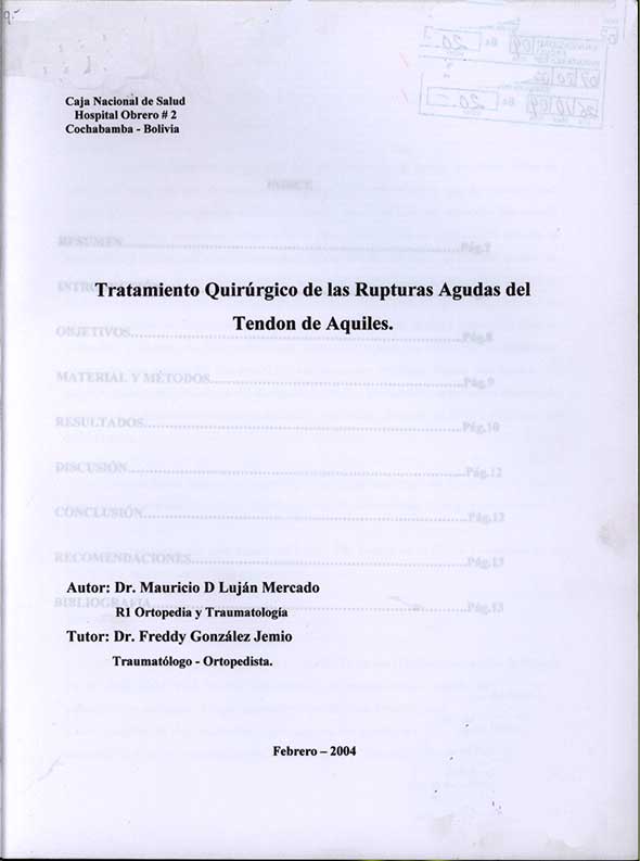 Tratamiento Quirurgico de las Rupturas Agudas del tendon de Aquiles