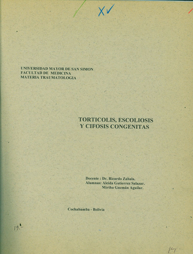 Torticolis, escoliosis y Cifosis Congenitas