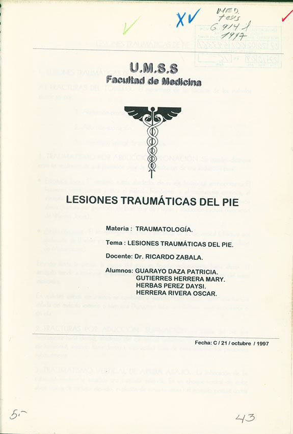 Lesiones Traumáticas del Pie