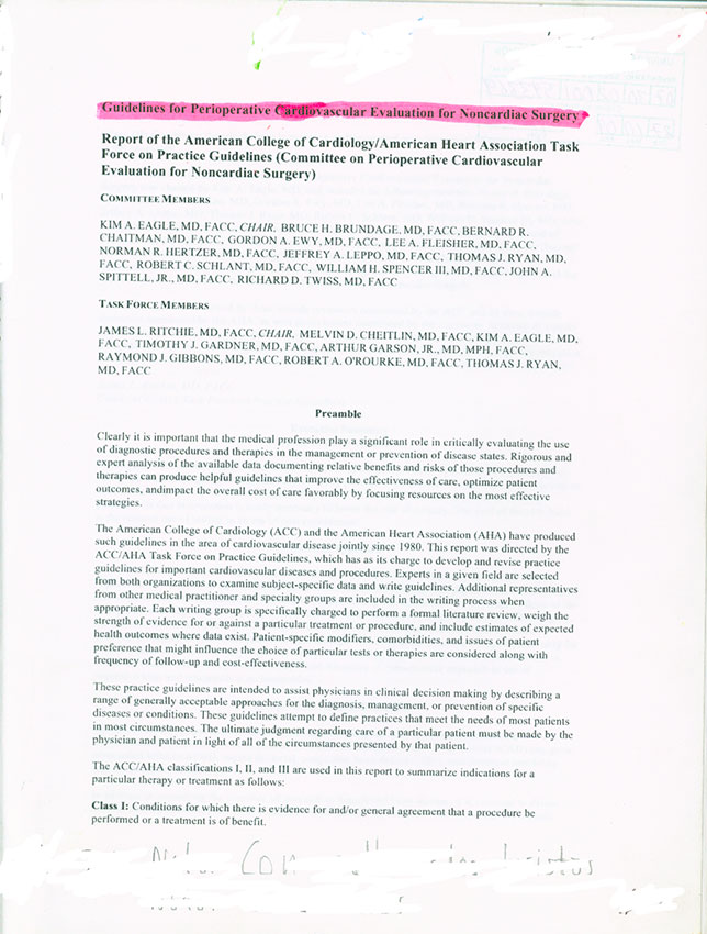 Report of the American of cardiology7American Heart Association Task Force on Practice Guidelines