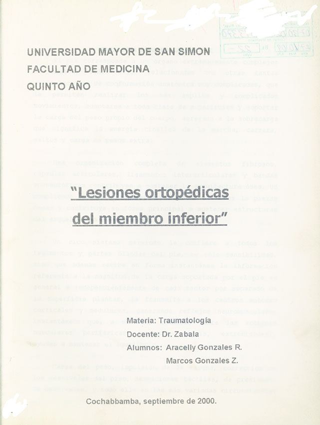 Lesiones Ortopédicas del Miembro Inferior