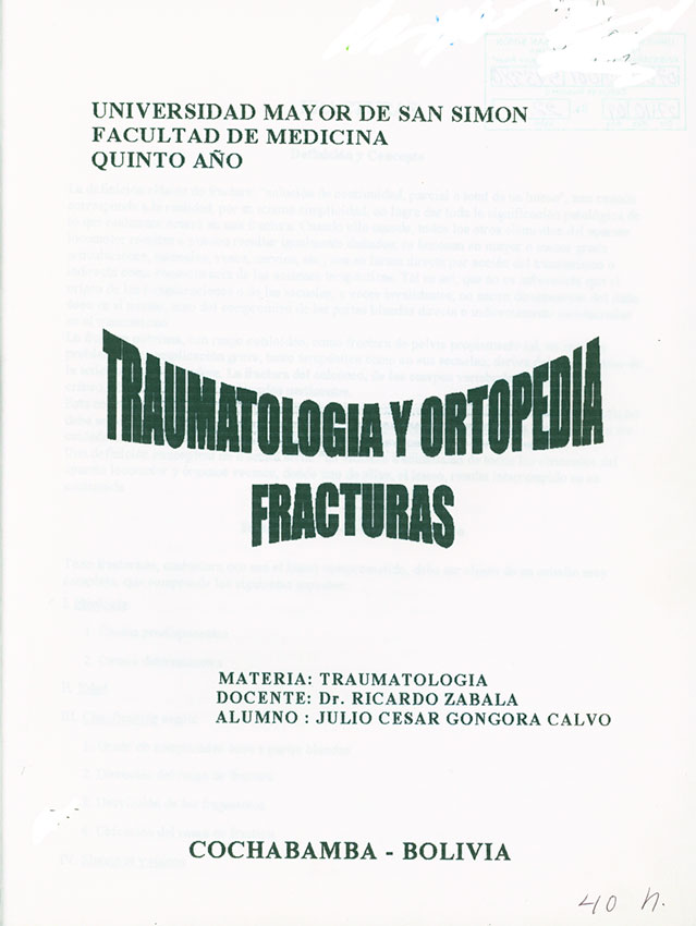 Traumatología y Ortopedia Fracturas