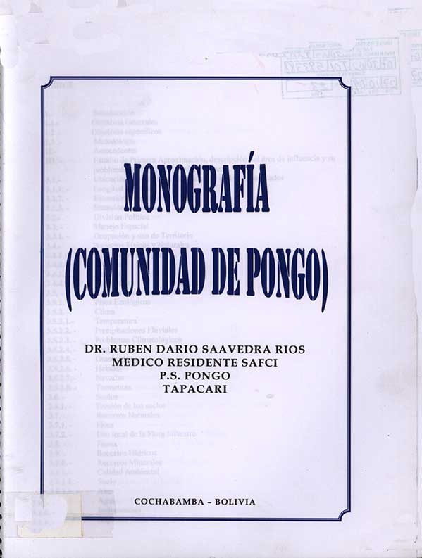 Monografía Comunidad de Pongo