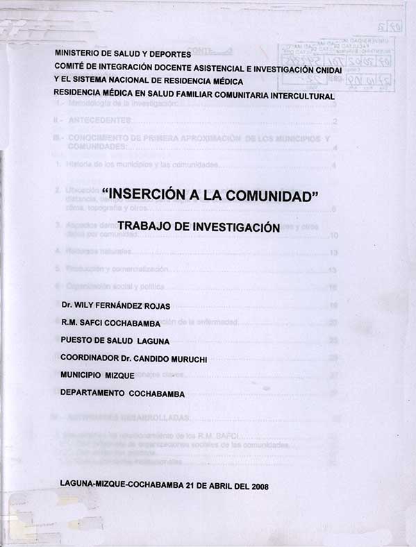 Inserción a la Comunidad