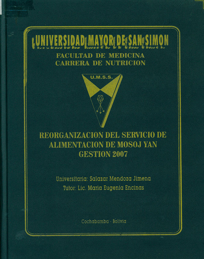 Reorganización del Servicio de Alimentación de Mosoj Yan gestión 2007