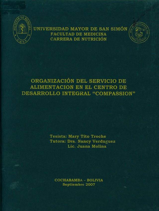 "Organización del Servicio de Alimentación en el Centro de desarrollo Integral ""Compassion"""