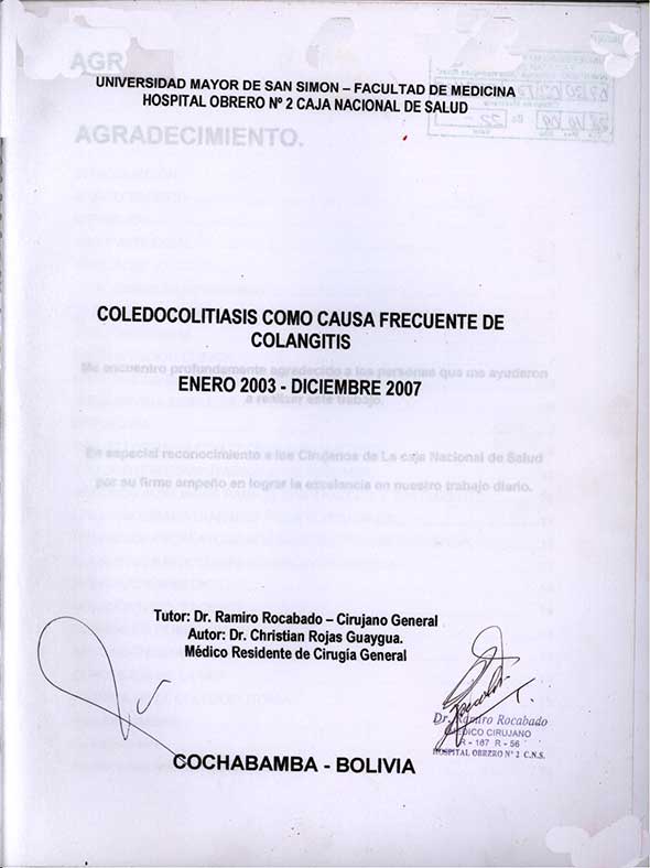 Coledocolitiasis como Causa frecuente de Colangitis