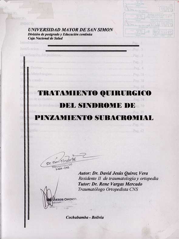 Tratamiento Quirúrgico del Sindrome de Pinzamiento Subacromial