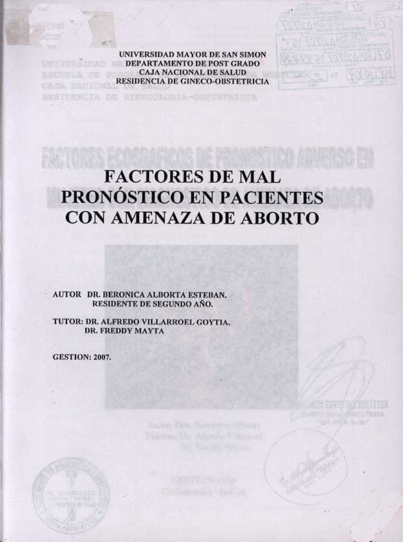 Factores de Mal Pronçostico en Pacientes con Amenazas de Aborto