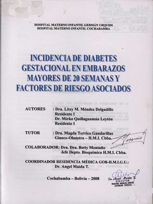 Incidencia de Diabetes Gestacional en Embarazos Mayores de 20 Semanas y Factores de Riesgo Asociados