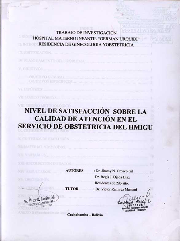 Nivel de satisfacción Sobre la Calidad de Atención en el Servicio de Obstetricia del HMIGU