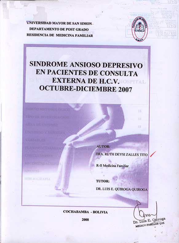 Sindrome Ansioso Depresivo en Pacientes de Consulta Externa de H.C.V. Octubre-Diciembre 2007