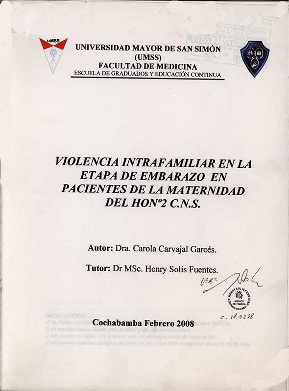Violencia Intrafamiliar en la Etapa de Embarazo en Pacientes de la Maternidad del Honº2C. N. S