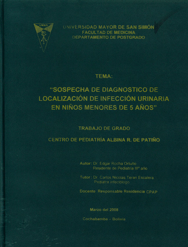 Sospecha de Diagnóstico de Localización de Infección Urinaria en Niños menores de 5 Años