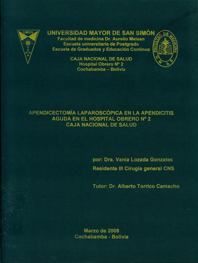 Apendicectomía Laparoscópica en la Apendicitis Aguda en el Hospital Obrero Nº 2 Caja Nacional de Salud