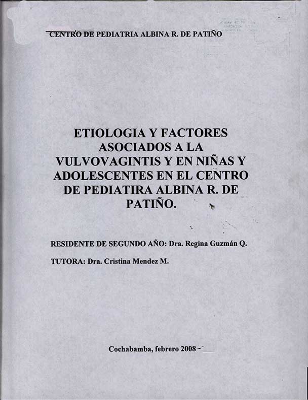 Etiologia y Factores Asociados a la Vulvovagintis y en Niñas y Adolescentes en el Centro de Pediatria Albina R. de Patiño