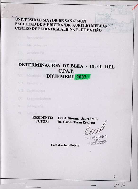 Determinación de Blea - Blee del C.P.A.P. Diciembre 2007
