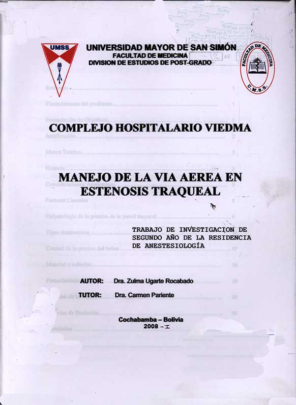 Manejo de la VÝa AÚrea en Estenosis Traqueal