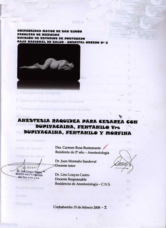 Anestesia raquidea para Cesarea con Bupivacaina, fentanilo Vrs. Bupivacaina, Fentanilo y Morfina