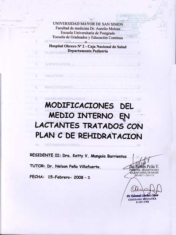 Modificaciones del Medio interno en Lactancia tratados con Plan C de rehidratación