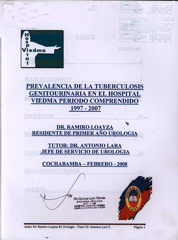 Prevalencia de la tuberculosis Genitourinaria en el Hospital Viedma Periodo Comprendido 1997 - 2007