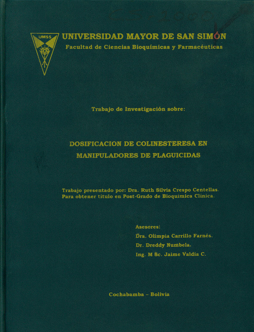 Dosificación de colinesteresa en manipuladores de plaguicidas