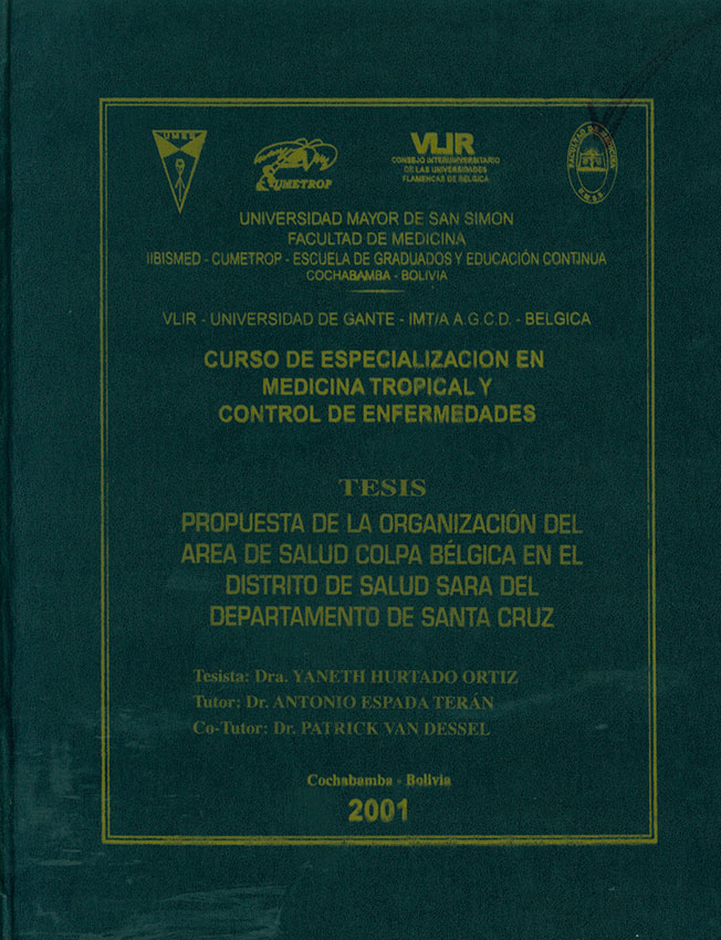 propuesta de la organización del area de salud Colpa Belgica en el distrito de Salud Sara del departamento de Santa Cruz