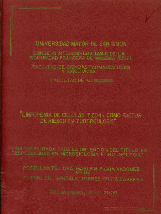 Linfopenia de celulas T CD a+ como factor de riesgo en tuberculosis