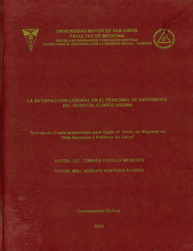 La satisfacción laboral en el personal de enfermería del Hospital Clínico Viedma