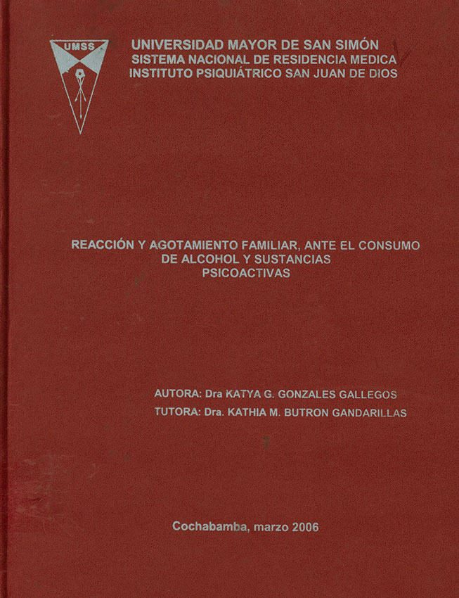 Reacción y agotamiento familiar, ante el consumo de alcohol y sustancias psicoactivas
