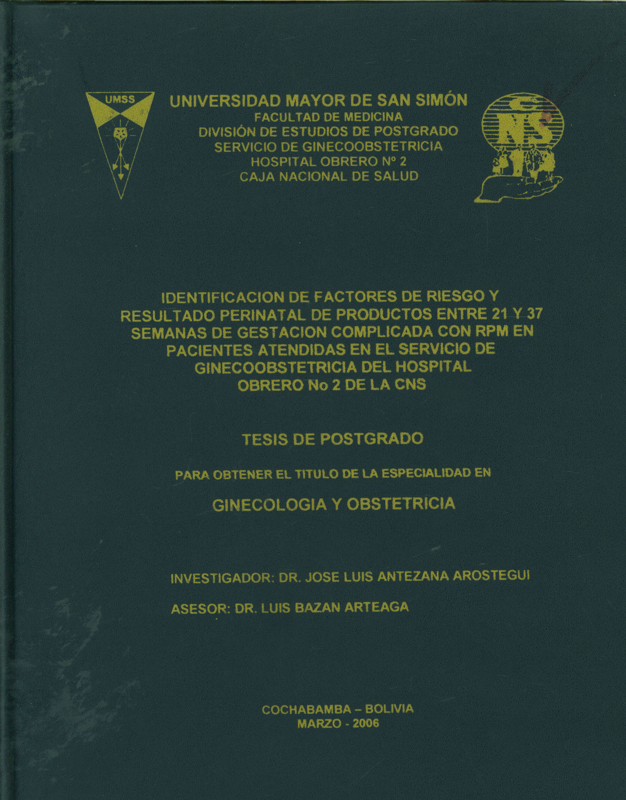 Identificación de factores de riesgo y resultado perinatal de productos entre 21 y 37 semanas de gestación complicada con RPM en pacientes atendidas en el servicio de ginecoobstetricia del Hospital Obrero No. 2 de la CNS
