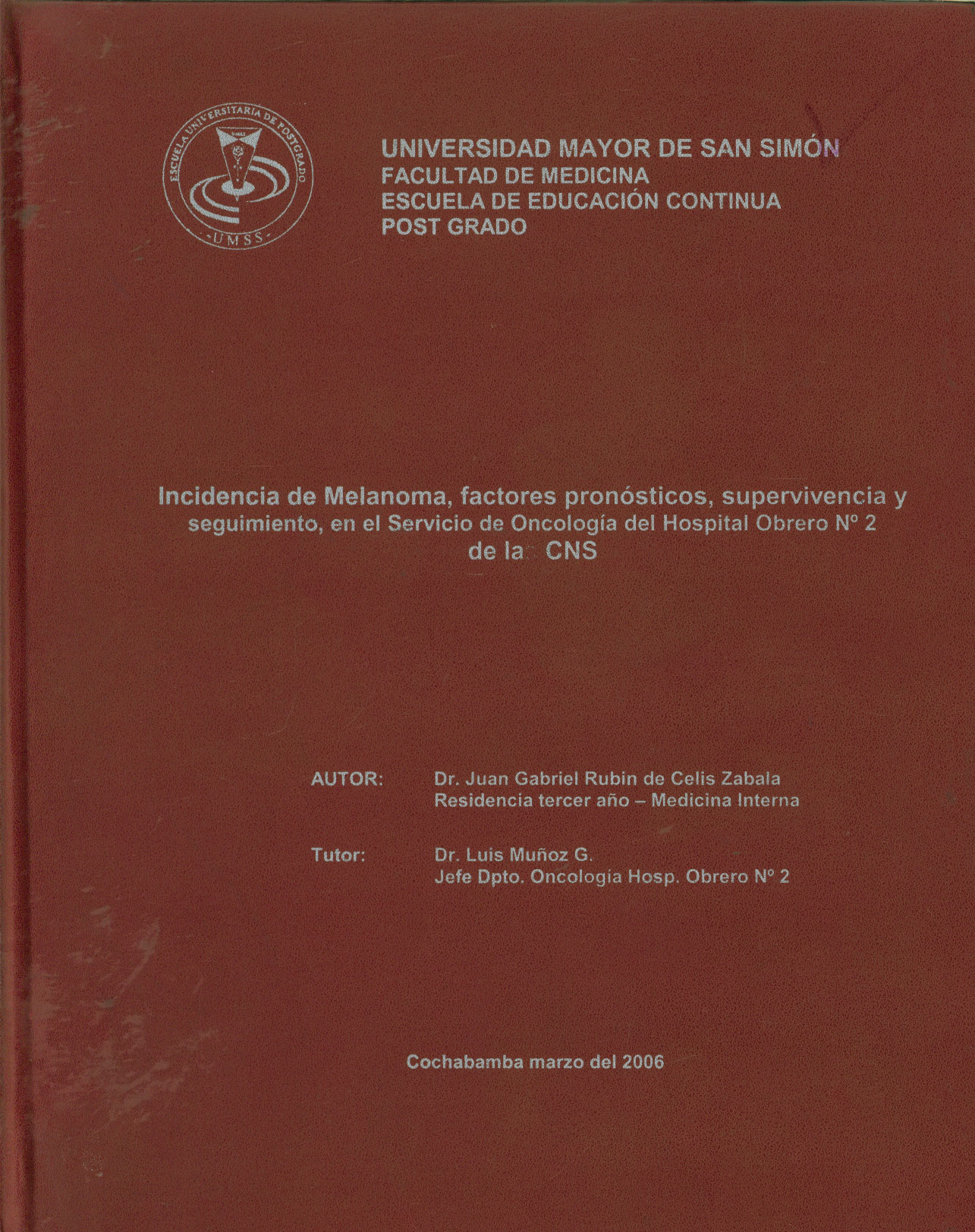 Incidencia de melanoma, factores pronósticos, supervivencia y seguimiento, en el Servicio de Oncologia del Hospital Obrero No. 2 de la CNS