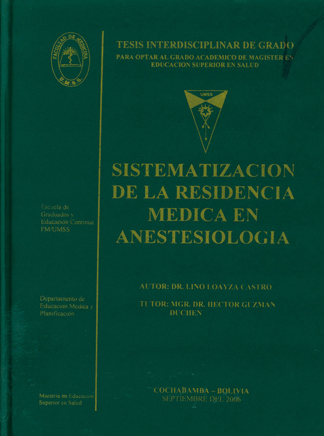 Sistematización  de la residencia médica en anestesiología