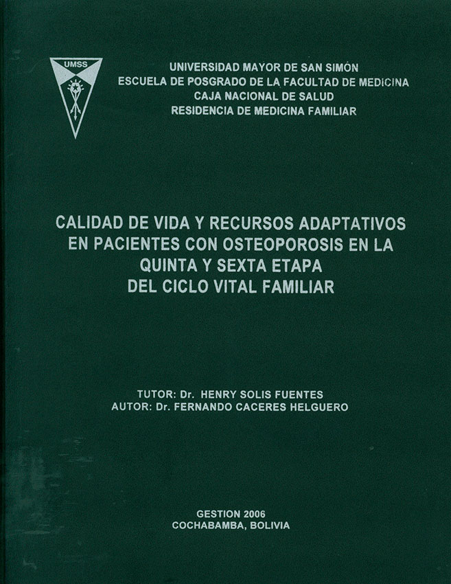 Calidad de vida y recursos adaptativos en pacientes con osteoporosis en la quinta y  sexta etapa del ciclo vital familiar