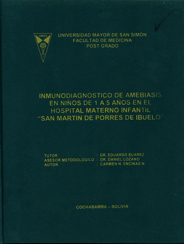 Inmunodiagnóstico de amebiasis en niños de 1 a 5 años en el Hospital Materno Infantil San Martin de Porres de Ibuelo