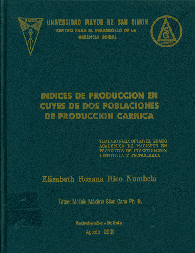 Indices de producción en cuyes de dos poblaciones de producción carnica
