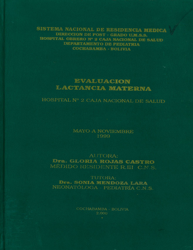 Evaluación lactancia materna Hospital Nº 2 Caja Nacional de Salud